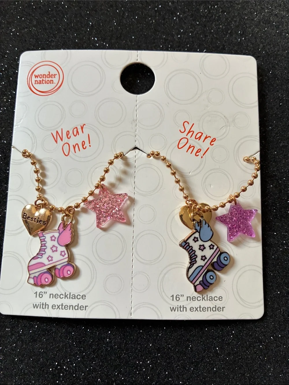 wonder nation Pink and Purple Roller Skate Besties Necklace Duo